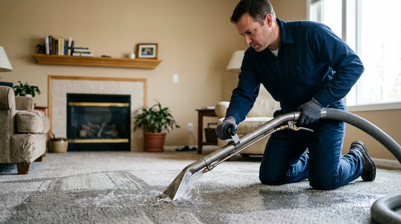 Water damage restoration technician working near California City, CA